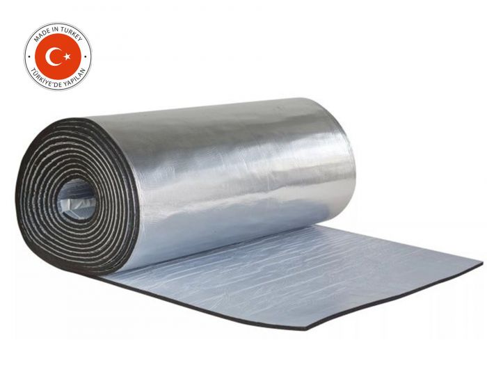 Каучукова шумоізоляція ODE R-Flex Roll XT ALU лист 6мм з самоклейкою основою і алюмінієвою фольгою (30мкм) 1м.кв