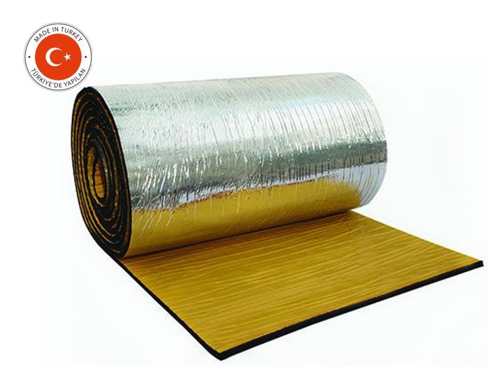 Каучукова шумоізоляція ODE R-Flex Roll XT MET лист 6мм з самоклейкою основою і металізованої плівкою 1м. кв